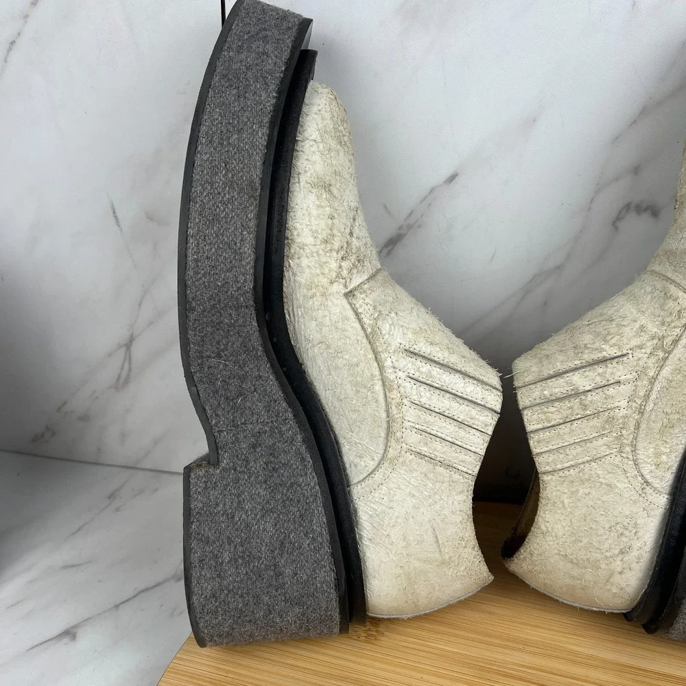 MM6 Maison Margiela Womens Size 8 [EU 38] Cream Suede Platform Felt Boots Shoes